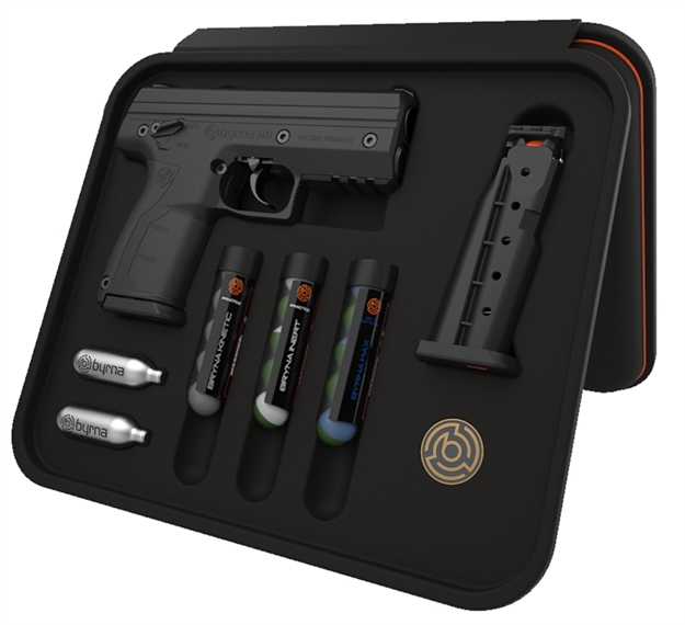 Picture of Byrna Technologies Bk68300black Home Defense Personal Pepper Spray Co2 68 Cal 5Rd Black Frame Black Rubber Overmolded Grip