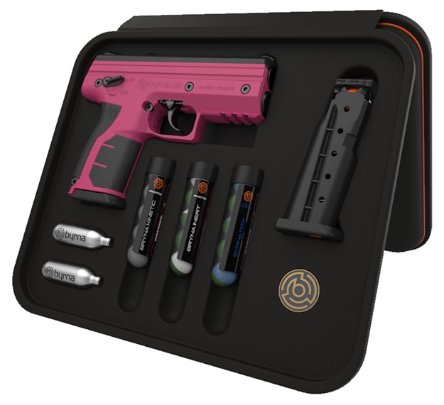 Picture of Byrna Technologies Bk68300pink Home Defense Personal Pepper Spray Co2 68 Cal 5Rd Pink Frame Black Rubber Overmolded Grip