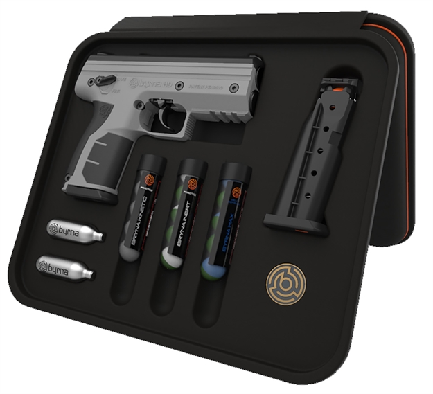 Picture of Byrna Technologies Bk68300tungsten Home Defense Personal Pepper Spray Co2 68 Cal 5Rd Gray Frame Black Rubber Overmolded Grip