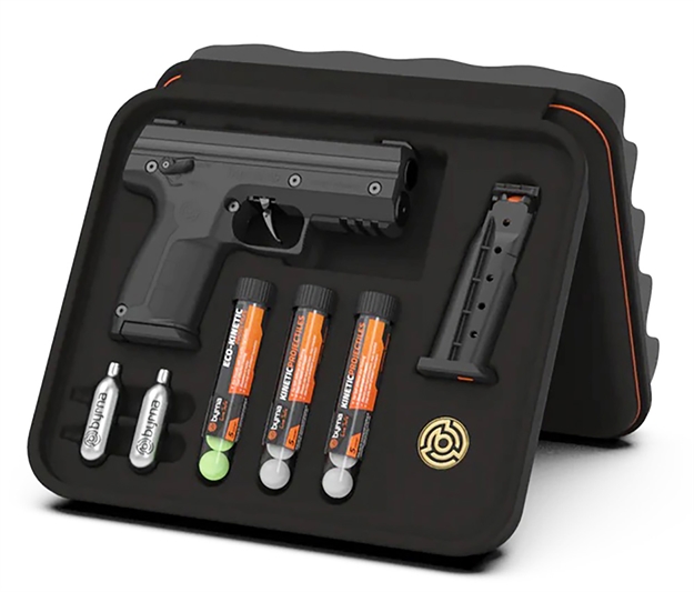 Picture of Byrna Technologies Sk68300blkkinetic SD Kinetic Kit Co2 .68 Cal 5Rd, Black Polymer, Rubber Honeycomb Grip, C02 & 15 Projectiles Included SK68300_BLK_KINETIC