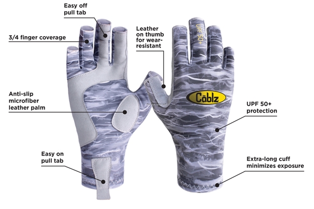 Picture of Cablz Fishing Glovez, L/Xl, Grey Water Camo