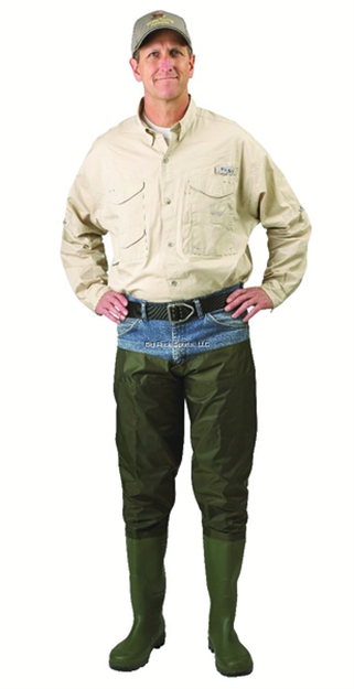 Picture of Caddis 2 Ply Nylon/Pvc Hip Boots, Cleated Sole, Green, Sz7