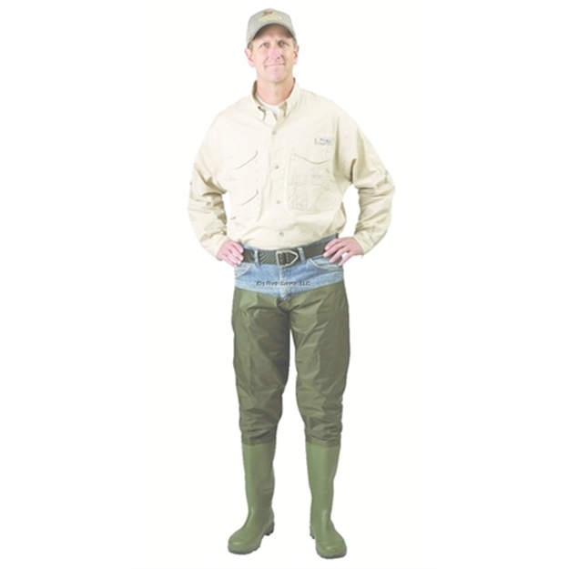 Picture of Caddis 2 Ply Nylon/Pvc Hip Boots, Cleated Sole, Green, Sz12