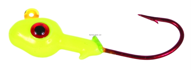 Picture of Calcutta 3-D Eye Grub Head, 1/4 Oz, Chartreuse Glow/Red Hook, 7/Pack