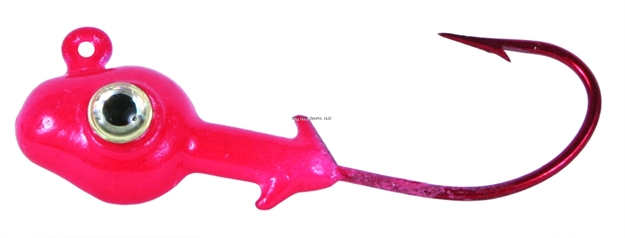 Picture of Calcutta 3-D Eye Grub Head, 1/4 Oz, Red Glow/Red Hook, 7/Pack