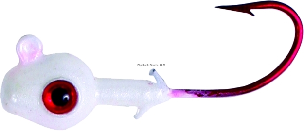 Picture of Calcutta 3-D Eye Grub Head, 3/8 Oz, White Glow/Red Hook, 7/Pack