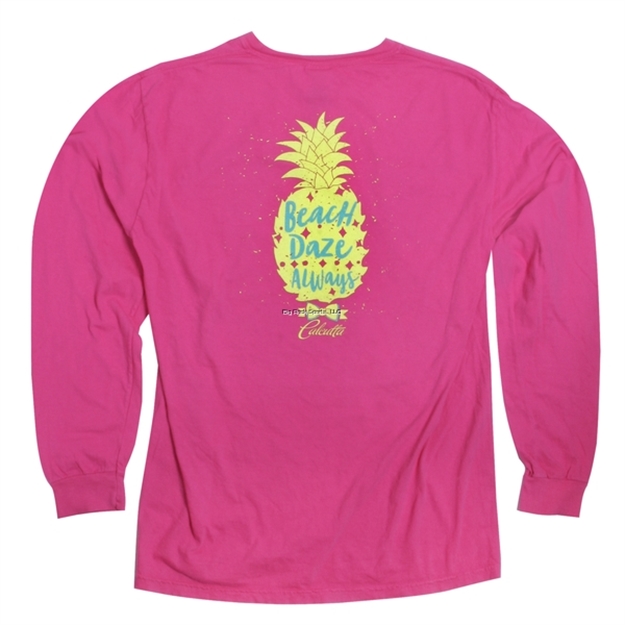 Picture of Calcutta Beach Daze Pineapple, Long Sleeve T-Shirt, Raspberry Small