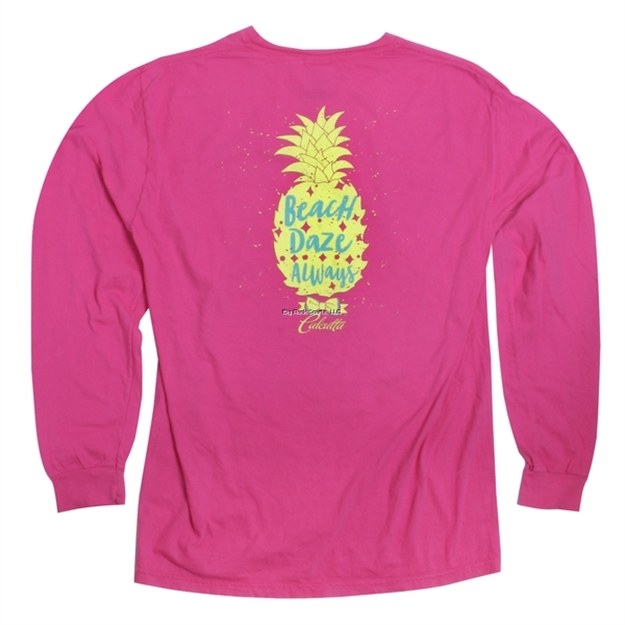 Picture of Calcutta Beach Daze Pineapple, Long Sleeve T-Shirt, Raspberry X-Large