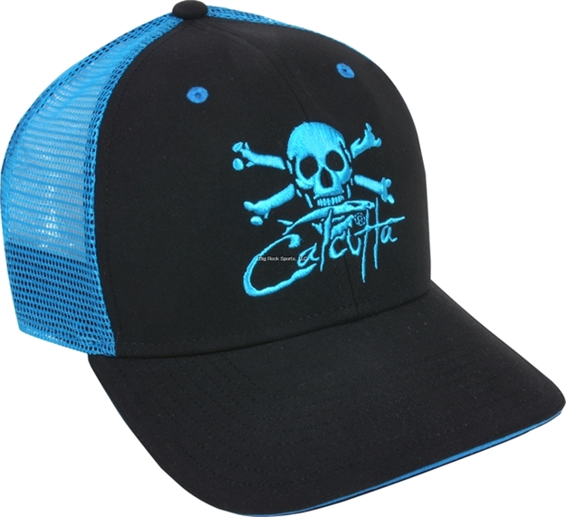 Picture of Calcutta Cap Black W/Blue Mesh Back Blue Logo Adj Back