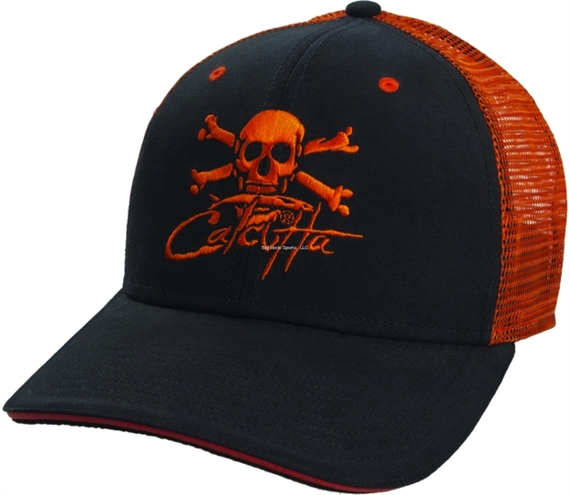 Picture of Calcutta Cap Black W/Orange Mesh Back Orange Logo Adj Back