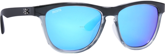 Picture of Calcutta Cayman Sunglasses Shiny Black Frame Fade TO Blue Blue Mirror Lens