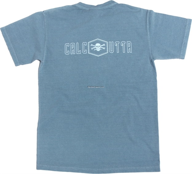 Picture of Calcutta Center Badge Back Print Design T-Shirt Sea Foam Garment Dyed LG NO Pocket