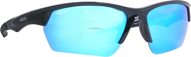 Picture of Calcutta First Strike Sunglasses Shiny Black Frame Blue Mirror Lens