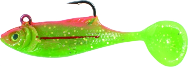 Picture of Calcutta Flashfoil Shad, 2", 1/8 Oz, Electric Chicken, 7/Pack