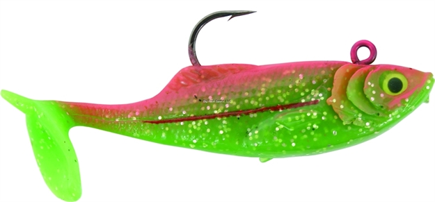 Picture of Calcutta Flashfoil Shad, 3", 1/2 Oz, Electric Chicken, 6/Pack