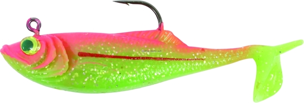 Picture of Calcutta Flashfoil Shad, 4", 7/8 Oz, Electric Chicken, 5/Pack