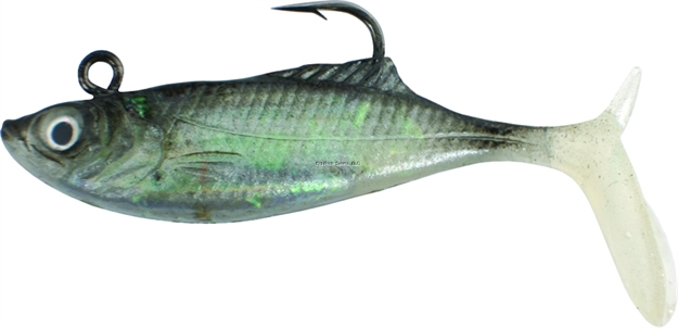 Picture of Calcutta Flashfoil Shad, 4", 7/8 Oz, Pearl With Black Back, 5/Pack