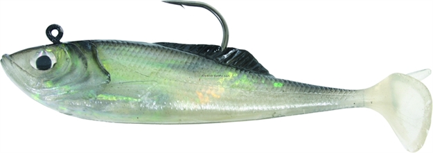 Picture of Calcutta Flashfoil Shad, 5", 1 3/8 Oz, Pearl With Black Back, 4/Pack