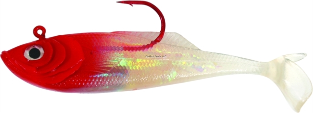 Picture of Calcutta Flashfoil Shad, 5", 1 3/8 Oz, Red Head, 4/Pack