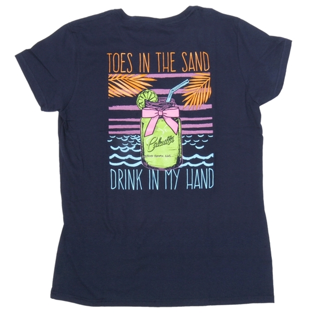 Picture of Calcutta Ladies Toes IN The Sand Short Sleeve T-Shirt, Navy Xlarge, NO Pocket