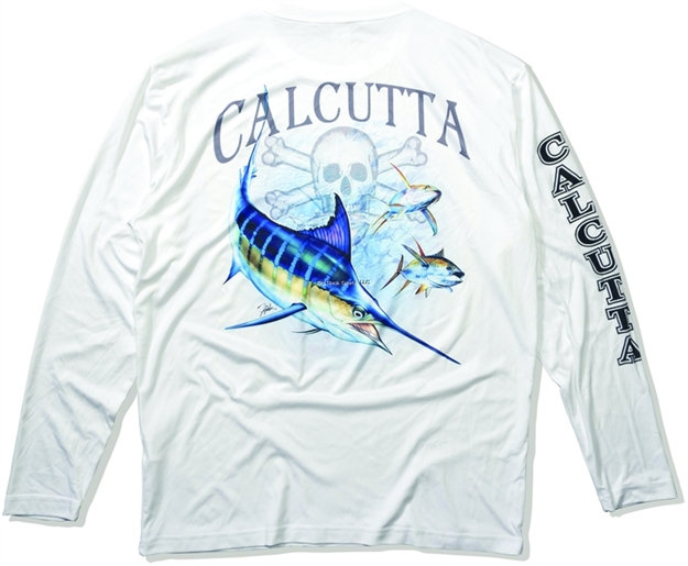 Picture of Calcutta Performance T-Shirt Large White W/Fade Marlin Logo Long Sleeve
