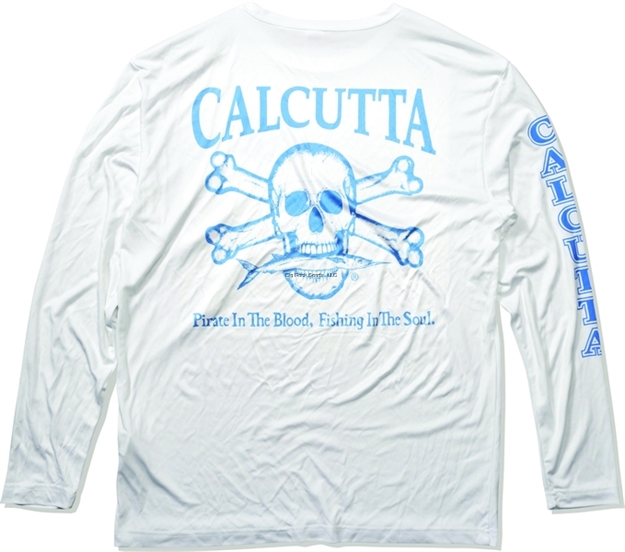 Picture of Calcutta Performance T-Shirt Large White W/Ltblue Original Logo Long Sleeve