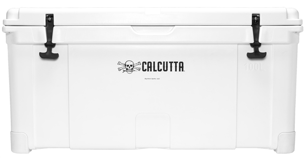 Picture of Calcutta Renegade Cooler 100 Liter White W/Removeable Tray, Divider  & Led Drain Plug, Ez-Lift Rope Handles, 38.6"Lx19"Wx19.1"H