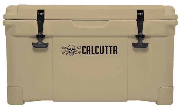Picture of Calcutta Renegade Cooler 35 Liter Tan W/Removeable Tray & Led Drain Plug, Ez-Lift Rope Handles, 26.4"Lx5.8"Wx15.4"H