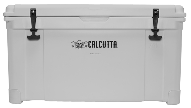 Picture of Calcutta Renegade Cooler 75 Liter Gray W/Removeable Tray, Divider  & Led Drain Plug, Ez-Lift Rope Handles, 34.1"Lx17.4"Wx19.1"H