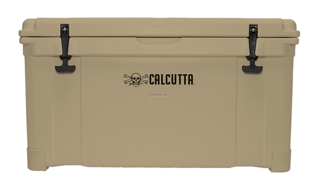 Picture of Calcutta Renegade Cooler 75 Liter Tan W/Removeable Tray, Divider  & Led Drain Plug, Ez-Lift Rope Handles, 34.1"Lx17.4"Wx19.1"H