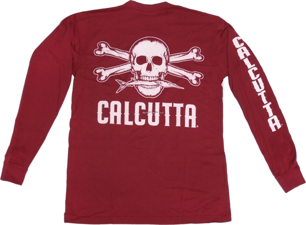 Picture of Calcutta Ringspun Enzyme Washed T-Shirt Long Sleeve Original Logo With Pocket Chili SM