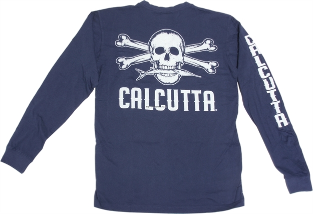 Picture of Calcutta Ringspun Enzyme Washed T-Shirt Long Sleeve Original Logo With Pocket China Blue Med