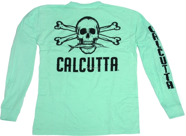 Picture of Calcutta Ringspun Enzyme Washed T-Shirt Long Sleeve Original Logo With Pocket Island Reef XL