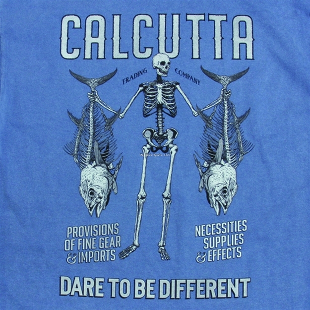 Picture of Calcutta Ringspun Enzyme Washed T-Shirt Short Sleeve Fish Bones Sail With Pocket Island Reef SM