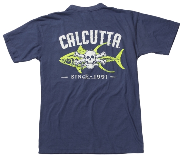 Picture of Calcutta Ringspun Enzyme Washed T-Shirt Short Sleeve Fish Bones Tuna With Pocket China Blue 3Xl