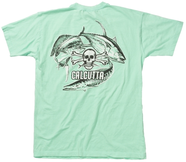 Picture of Calcutta Ringspun Enzyme Washed T-Shirt Short Sleeve Offshore Trio With Pocket Island Reef XL