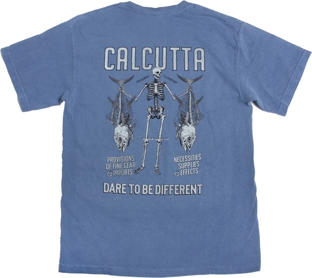 Picture of Calcutta Skeleton Design T-Shirt Blue Jean Garment Dyed XL NO Pocket