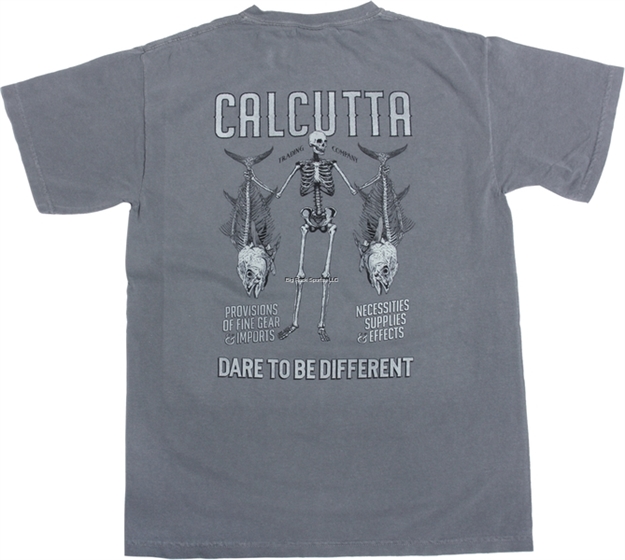 Picture of Calcutta Skeleton Design T-Shirt Grey Garment Dyed LG NO Pocket