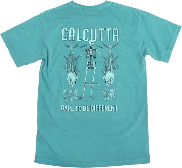 Picture of Calcutta Skeleton Design T-Shirt Sea Foam Garment Dyed XL NO Pocket
