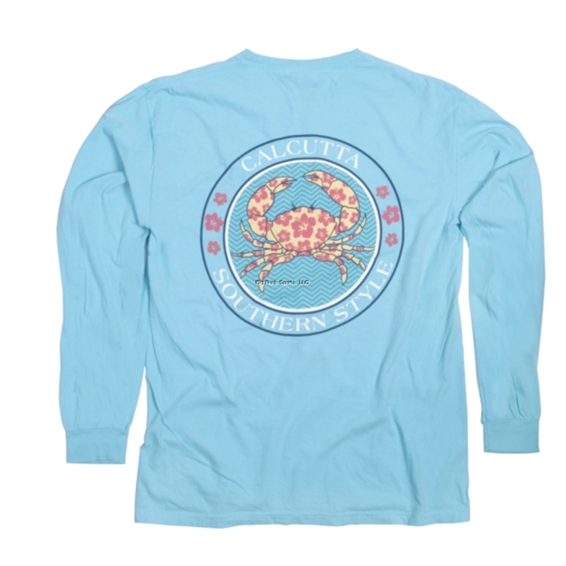 Picture of Calcutta Southern Style Crab, Long Sleeve T-Shirt, Lagoon Blue Medium