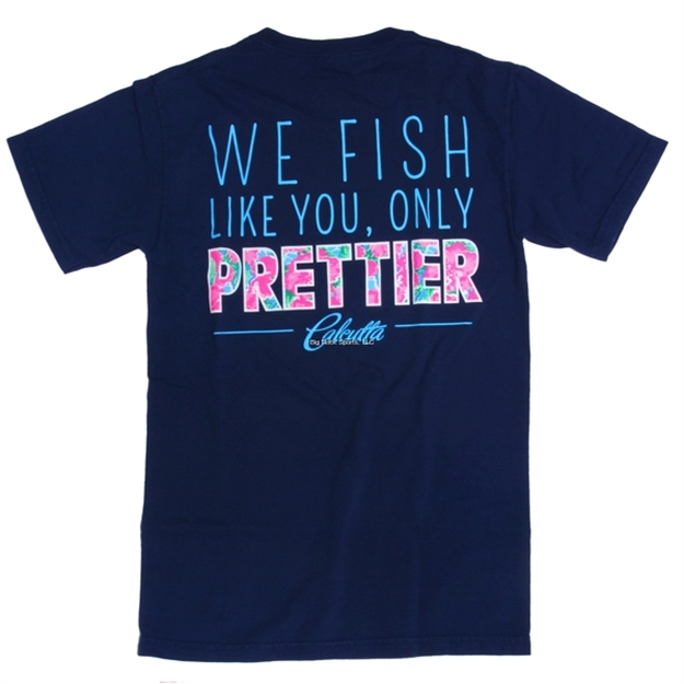 Picture of Calcutta T-Shirt, Prettier Than You Pattern Navy Short Sleeve, NO Pocket Comfort Color Medium