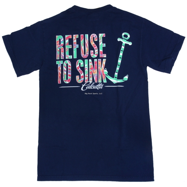 Picture of Calcutta T-Shirt, Refuse TO Sink Navy Short Sleeve, NO Pocket Comfort Color Medium