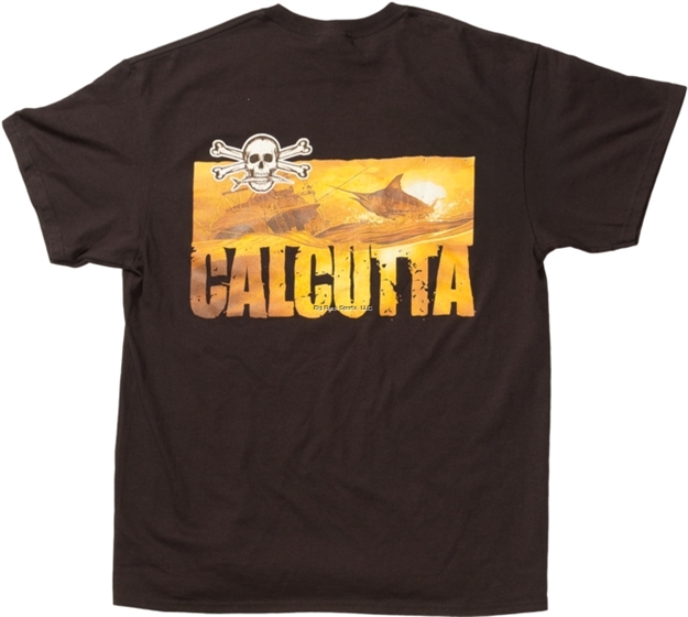 Picture of Calcutta T-Shirt Short Sleeve Marlin & Boat With Pocket Black 3Xl