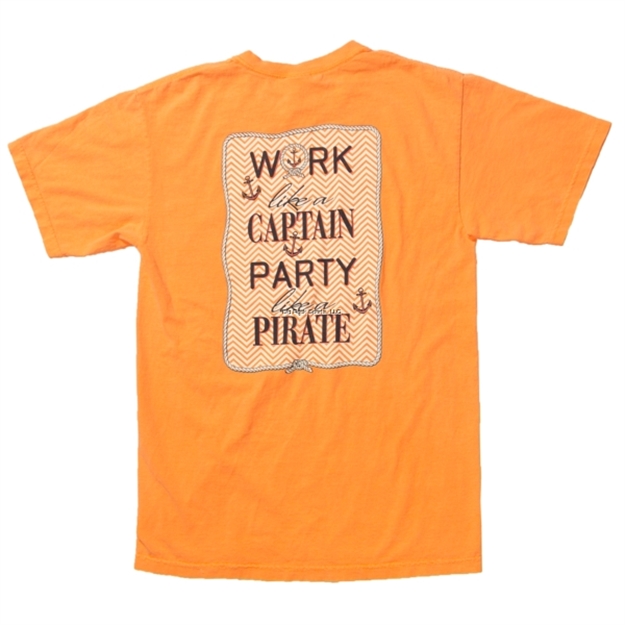 Picture of Calcutta T-Shirt, Work Like A Capt Pattern Melon Short Sleeve, NO Pocket Comfort Color Large