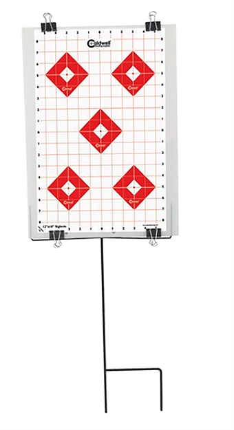 Picture of Caldwell 110005 Ultra Portable Target Stand Black/Red/White Steel Silhouette/Shapes Standing Includes 8 Silhouette Targets/8 Sight-In Targets 661120100058 -