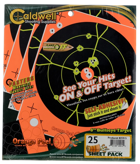 Picture of Caldwell 825915 Orange Peel Targets 8" Bullseye 25 Pack