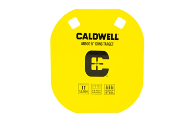 Picture of  Caldwell 1116700 Gong  5" Yellow Ar500 Steel 0.38" Thick Hanging 661120079446