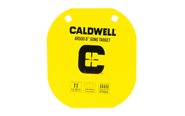 Picture of  Caldwell 1116703 Gong  8" Yellow Ar500 Steel 0.38" Thick Hanging