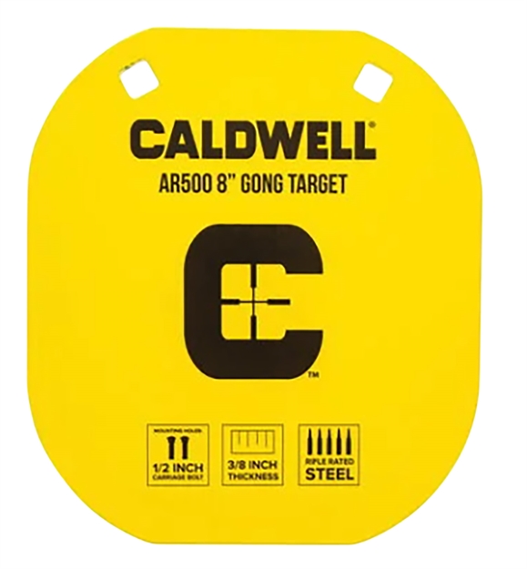 Picture of  Caldwell 1116703 Gong  8" Yellow Ar500 Steel 0.38" Thick Hanging 661120079460