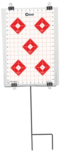 Picture of Caldwell 110005 Ultra Portable Target Stand Black/Red/White Steel Silhouette/Shapes Standing Includes 8 Silhouette Targets/8 Sight-In Targets 661120100058